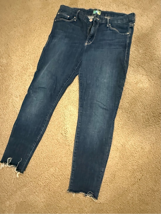 MOTHER Denim - MOTHER Dark Blue Ankle Skinny Jeans with Raw Hem